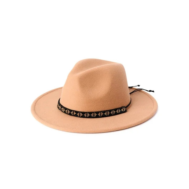 Time and Tru Adult Women's Beaded Trim Fedora - Walmart.com | Walmart (US)