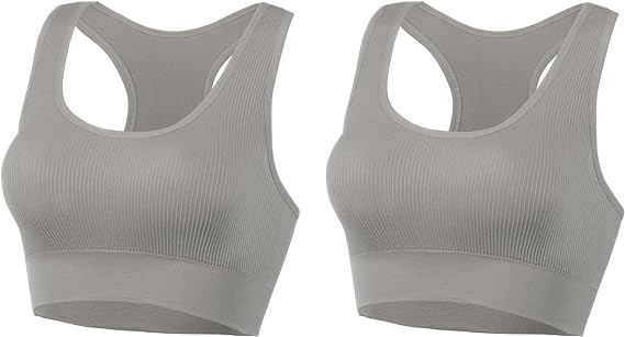 AMRIY Racerback Sports Bras for Women Medium Support Padded Bra Seamless Women's Sports Wireless ... | Amazon (US)