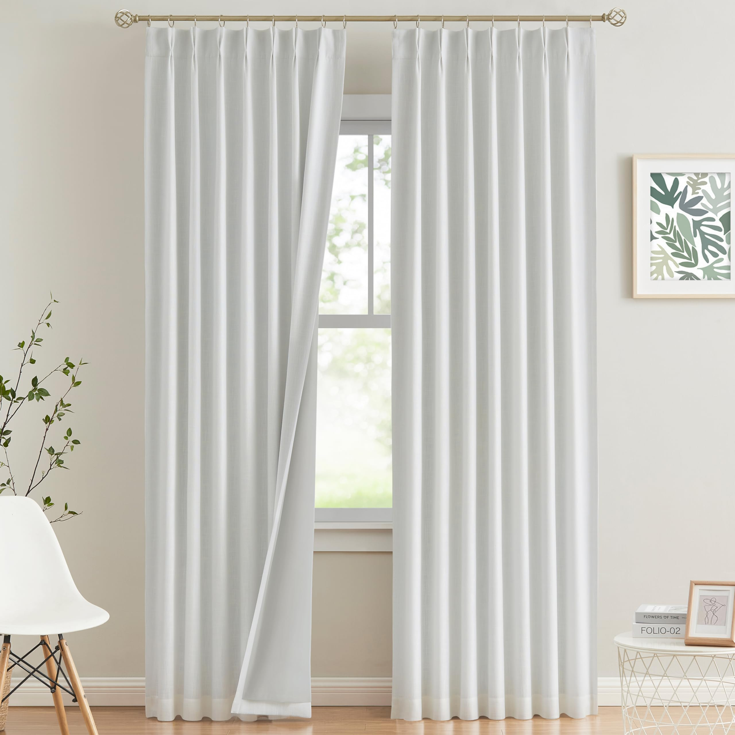 Vision Home White Pinch Pleated Full Blackout Curtains Thermal Insulated Window Curtains 84 inch ... | Amazon (US)