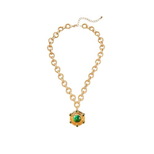 14K Gold-tone Plated Faux Agate Necklaces for Women Statement Faux Gemstone Pendant Necklace Neck... | Amazon (US)