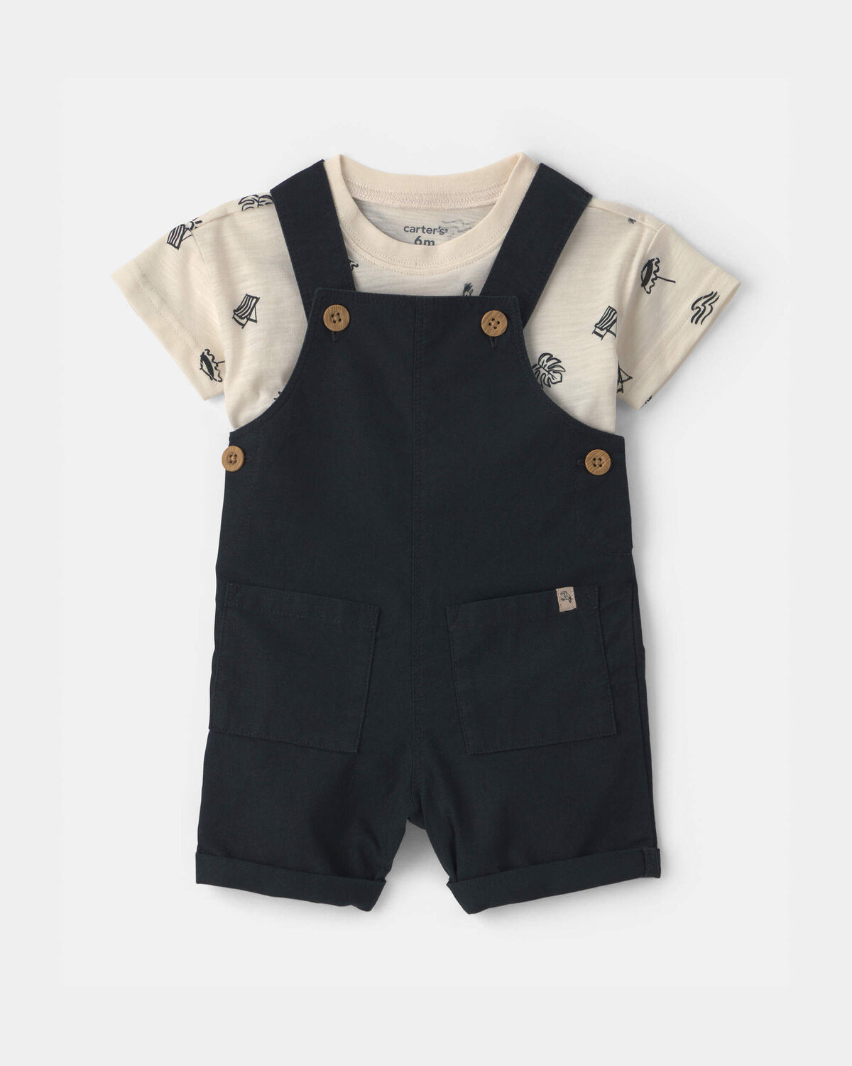 Baby Boy 2-Piece Beach Overall Set - Black/Ivory | Carter's | Carter's Inc