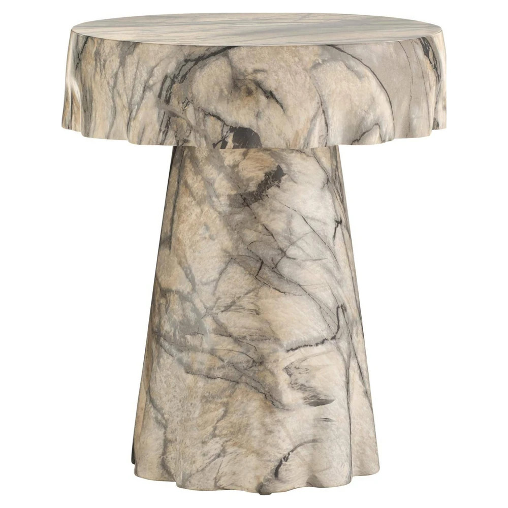 Mirelle Modern Classic Beige Faux Marble Concrete Side Table | Kathy Kuo Home