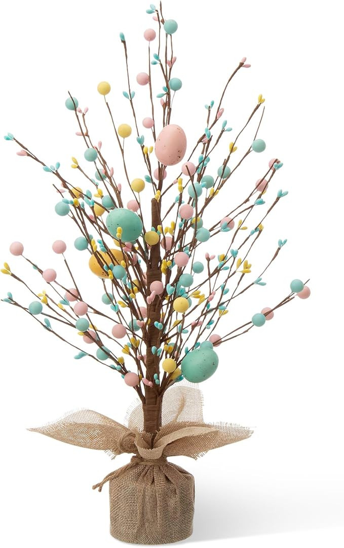 Glitzhome Easter Eggs Table Tree with Burlap Base Decorative Table Tree Decor for Spring Easter P... | Amazon (US)