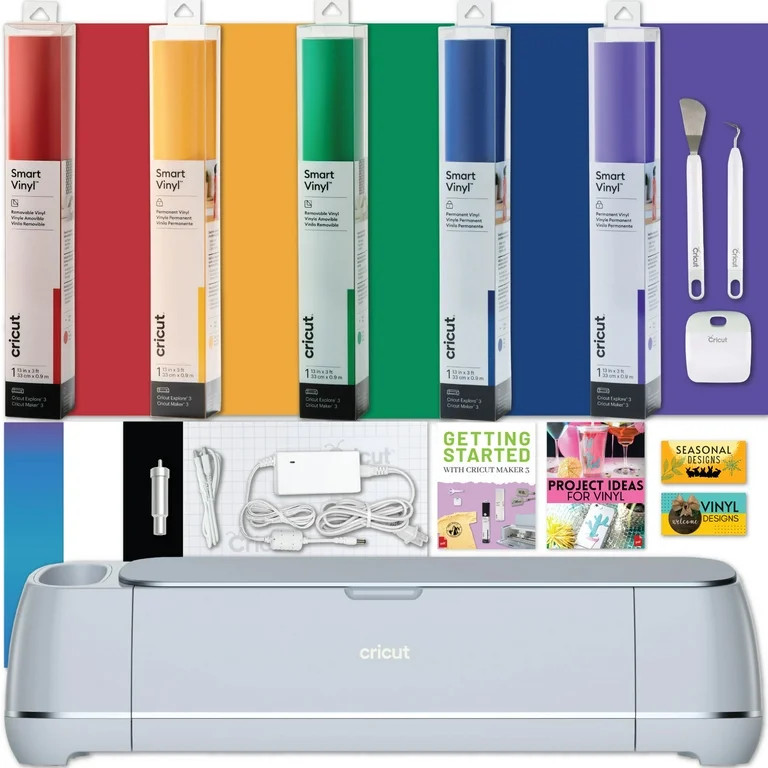 Cricut Maker 3 Machine + Tools & Rainbow Smart Vinyl Bundle - Premium DIY Cutter for Crafts & Vin... | Walmart (US)