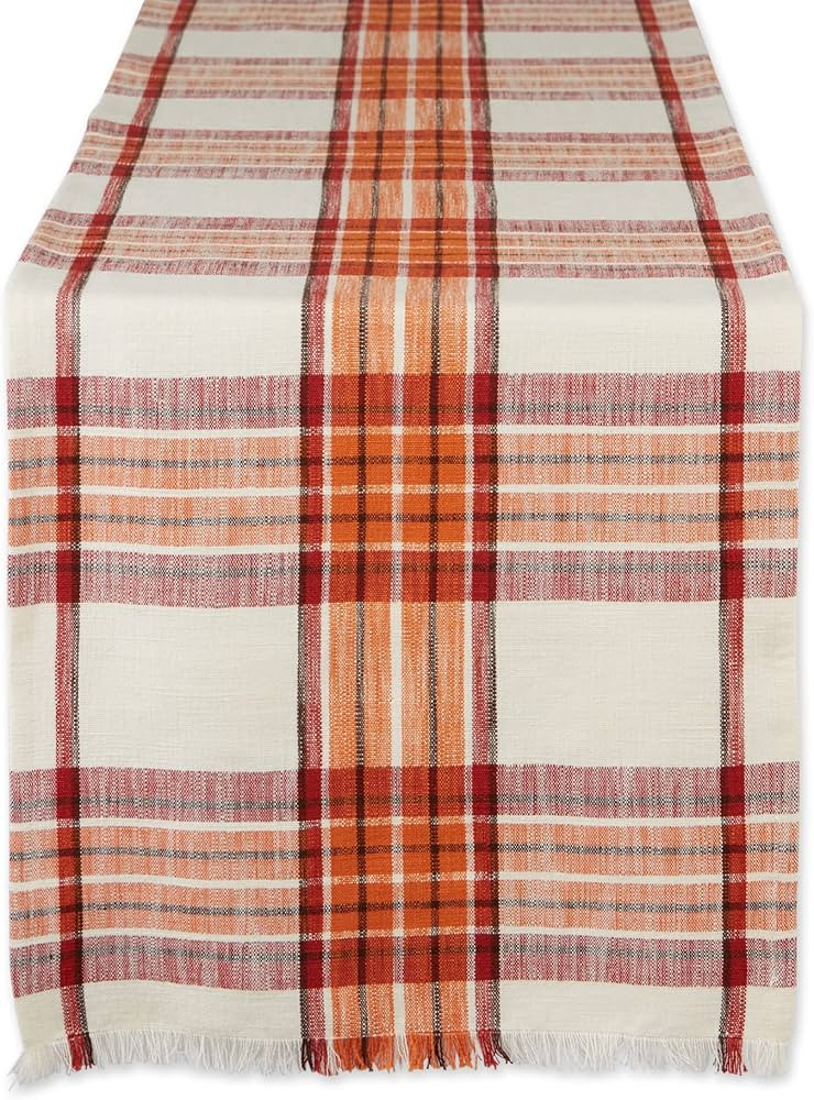 DII Thanksgiving & Fall Table Decoration Autumn Farmhouse Plaid, Table Runner, 14x72, Pumpkin Spi... | Amazon (US)