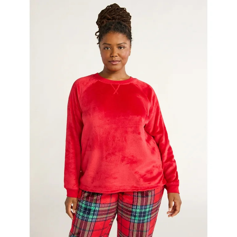 Joyspun Women's Plush Sleep Top with Long Sleeves, Sizes XS-3X | Walmart (US)