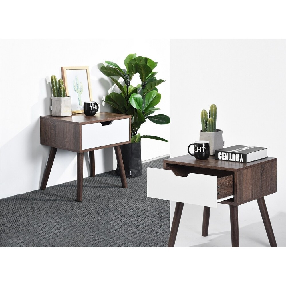 Carbon Loft Tai Mid-century Modern End Table Coffee Table with Drawer (Walnut) | Bed Bath & Beyond
