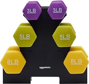 Amazon.com : Amazon Basics Neoprene Hexagon Workout Dumbbell Color-Coded Hand Weight - Set of 6 (... | Amazon (US)