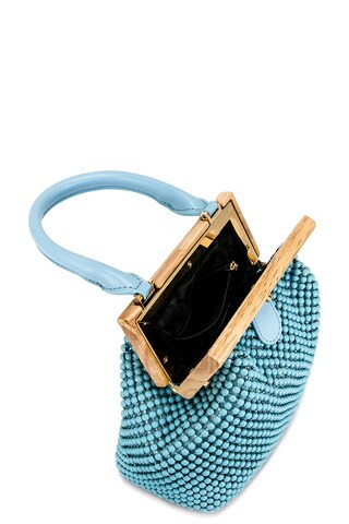 olga berg Marlo Ball Mesh Handle Bag in Blue from Revolve.com | Revolve Clothing (Global)