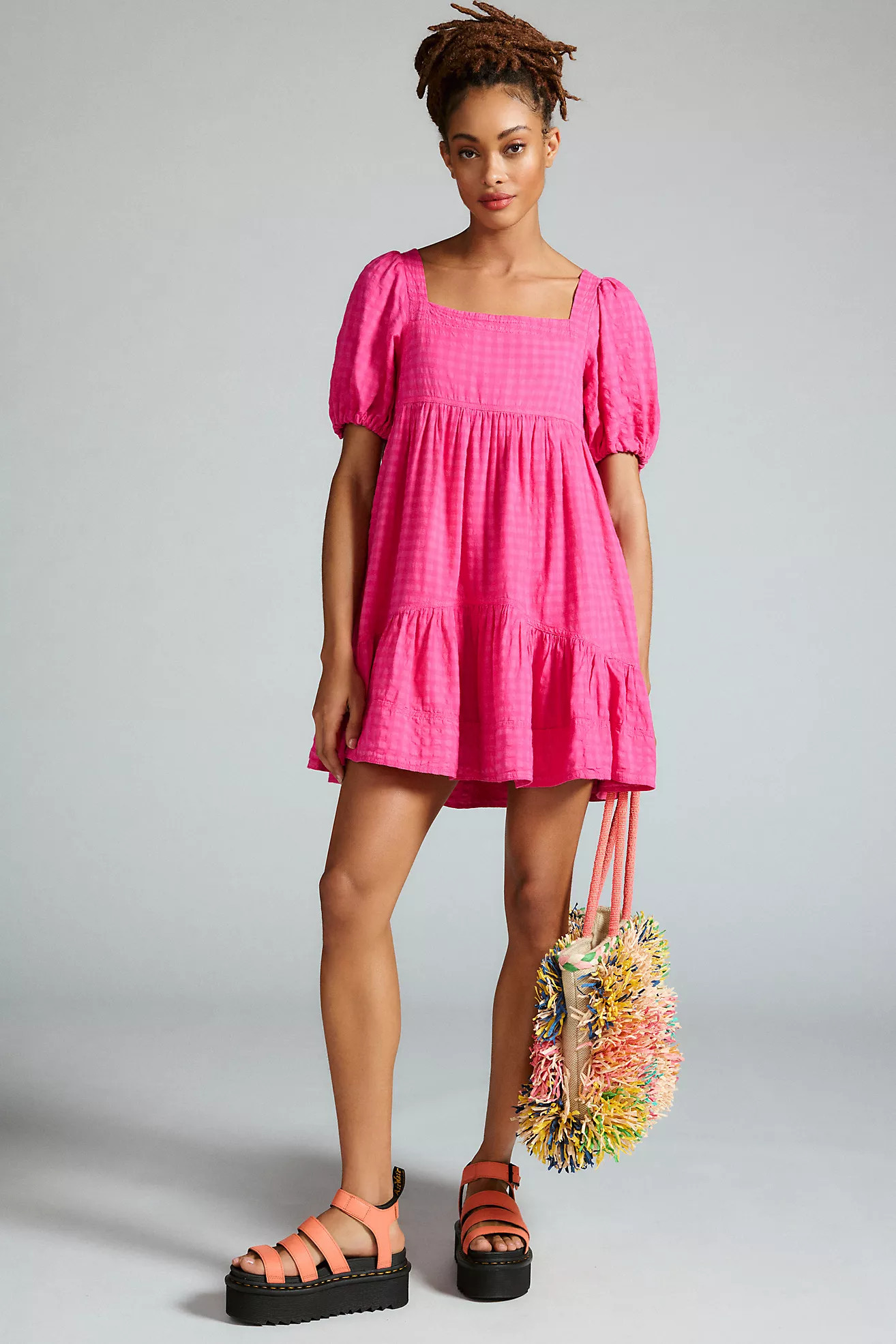 Pilcro Square-Neck Textured Babydoll Dress | Anthropologie (US)