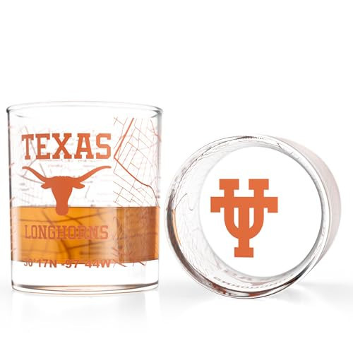 Greenline Goods – University of Texas Longhorns College Whiskey Glasses (Set of 2), 10 oz – Full-Color Logo + Campus Map | Amazon (US)