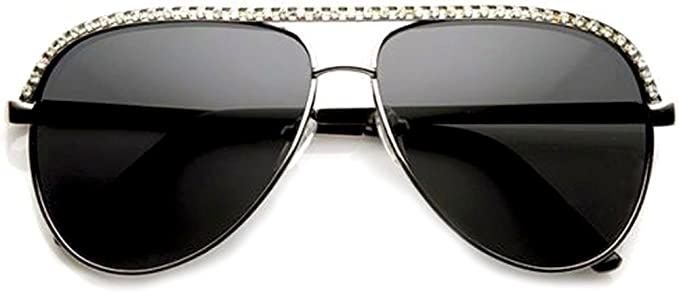 Rhinestones Womens Aviator Metal Sunglasses Stunner Fashion Celebrity Bling | Amazon (US)