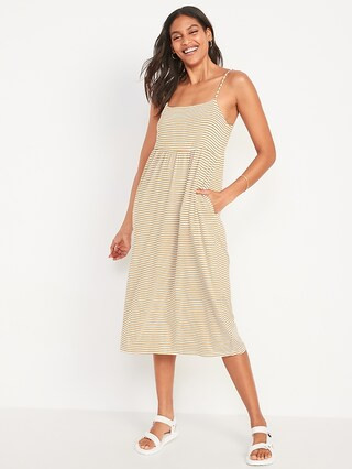 Soft Jersey-Knit Fit & Flare Midi Sundress for Women | Old Navy (US)