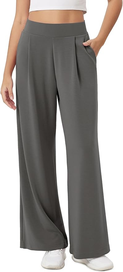 ODODOS Modal Soft Wide Leg Pants for Women High Waist Casual Relaxed Pants with Pockets-27/29"/ 3... | Amazon (US)