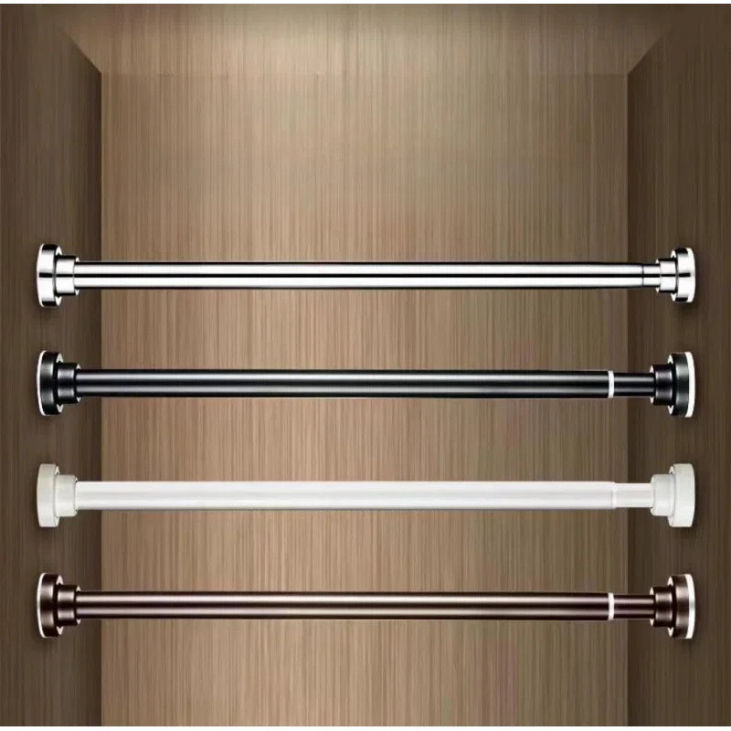 Maxda Premium 43"- 72" Adjustable Rustproof Straight Tension Shower Curtain Rod- No Drill | Wayfair North America