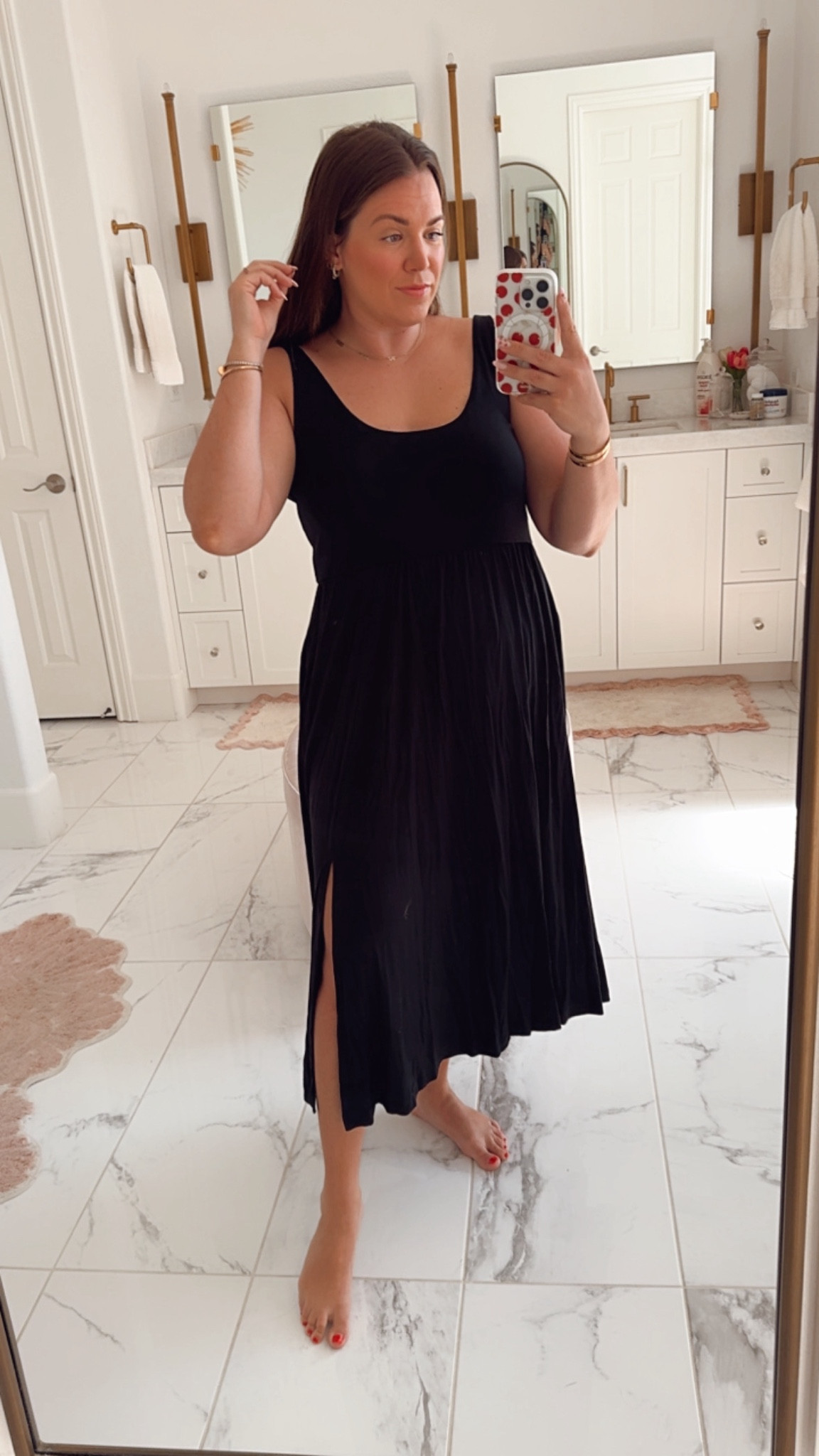 curvy comfy black midi dress! wearing size large. stretchy and so soft! 

#LTKSeasonal #LTKSaleAlert #LTKMidsize