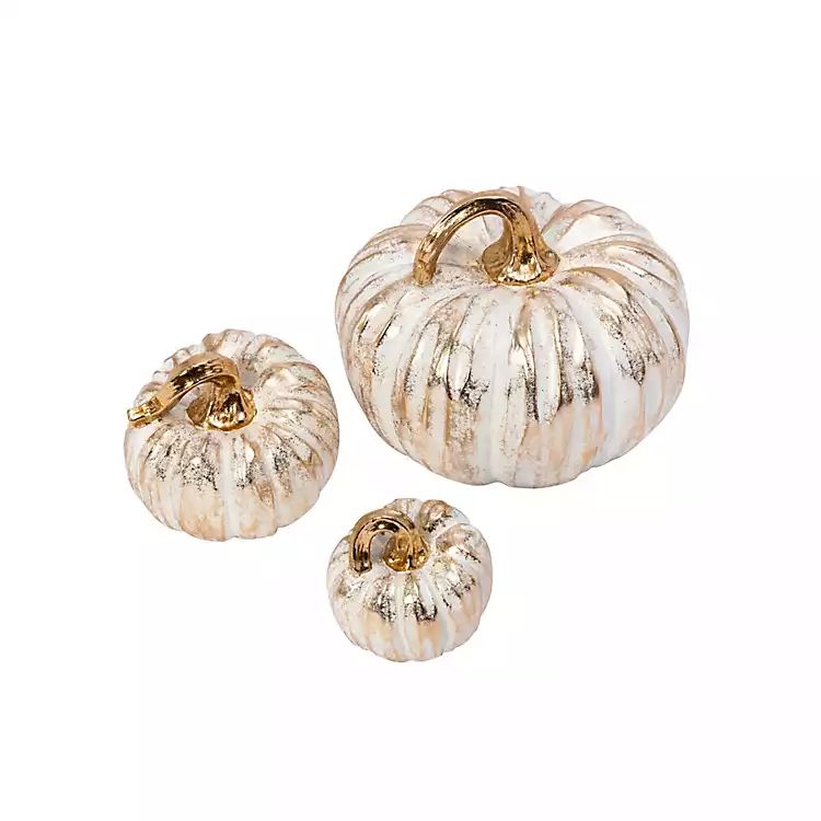 Antique Whitewashed Gold Pumpkins, Set of 3 | Kirkland's Home