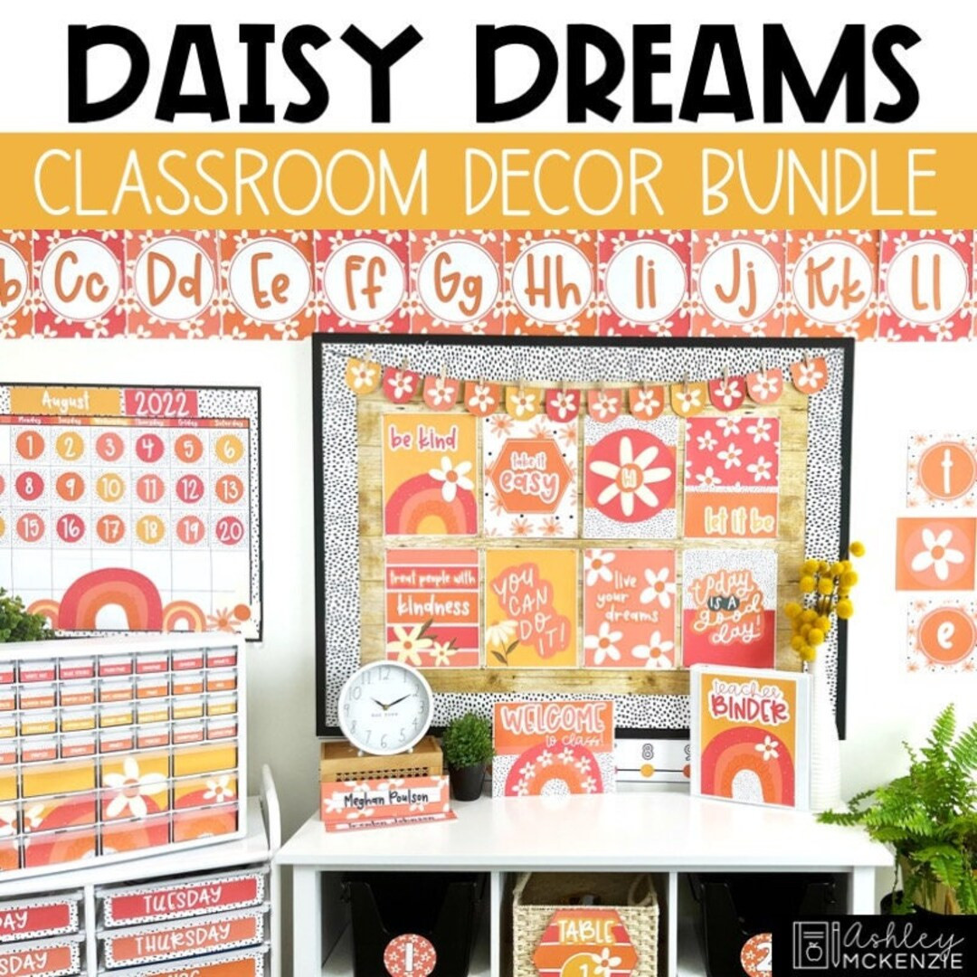 Daisy Themed Classroom Decor Bundle, Editable Classroom Decor, Easy and Modern Classroom Decorati... | Etsy (US)