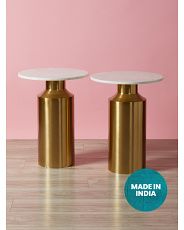 2pk 22.5in Marble Top Metal Side Tables | HomeGoods