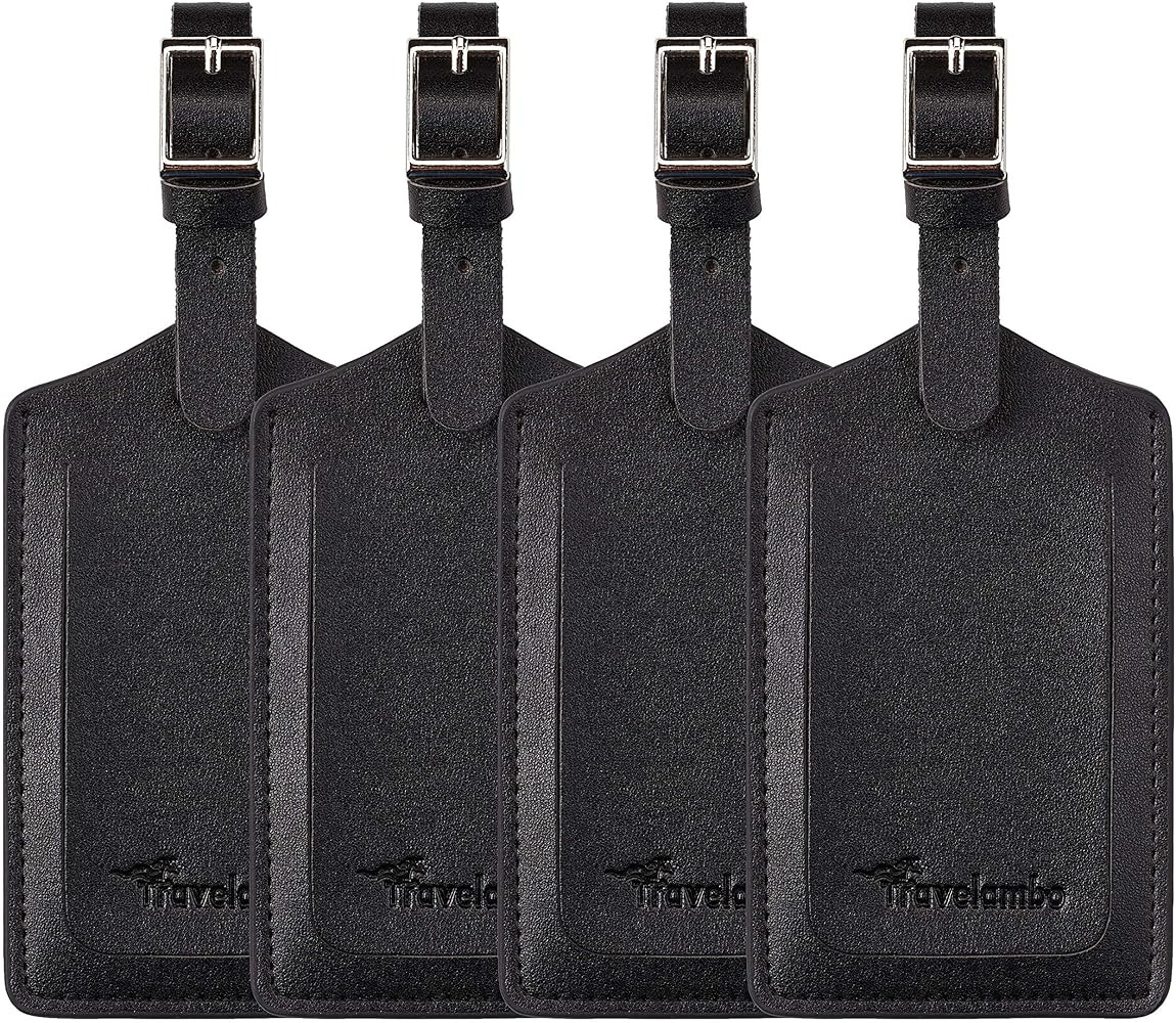 Travelambo 4 Pack Leather Luggage Tags for Suitcases Travel Tags | Amazon (US)