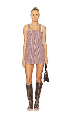 WeWoreWhat Basic Short Overall in Plum & Ivory Multi from Revolve.com | Revolve Clothing (Global)