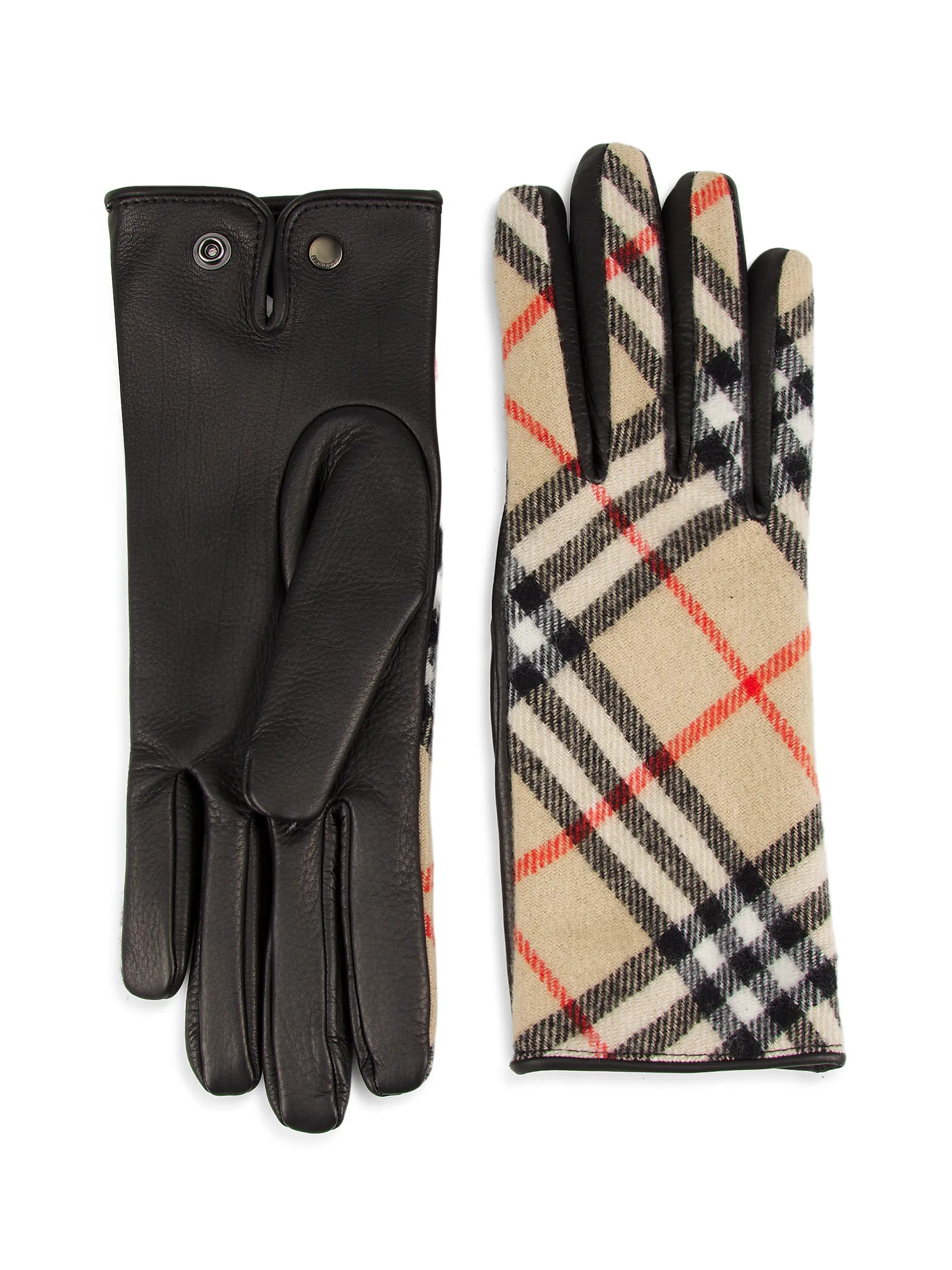 Check Wool-Cashmere Gloves | Saks Fifth Avenue