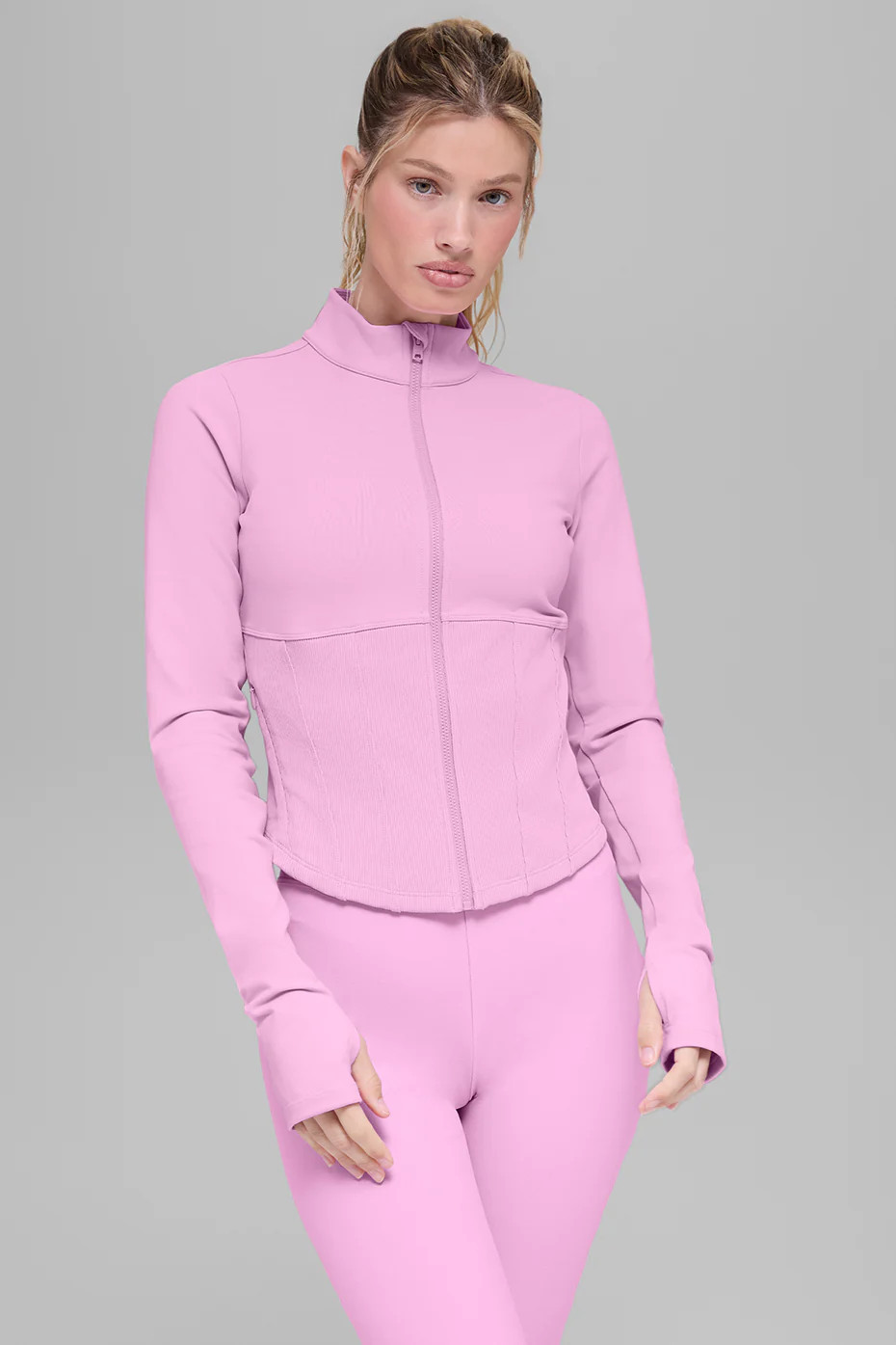 ALO | Airbrush Corset Full Zip Jacket in Candy Heart Pink, Size: Large | Alo Yoga (US)