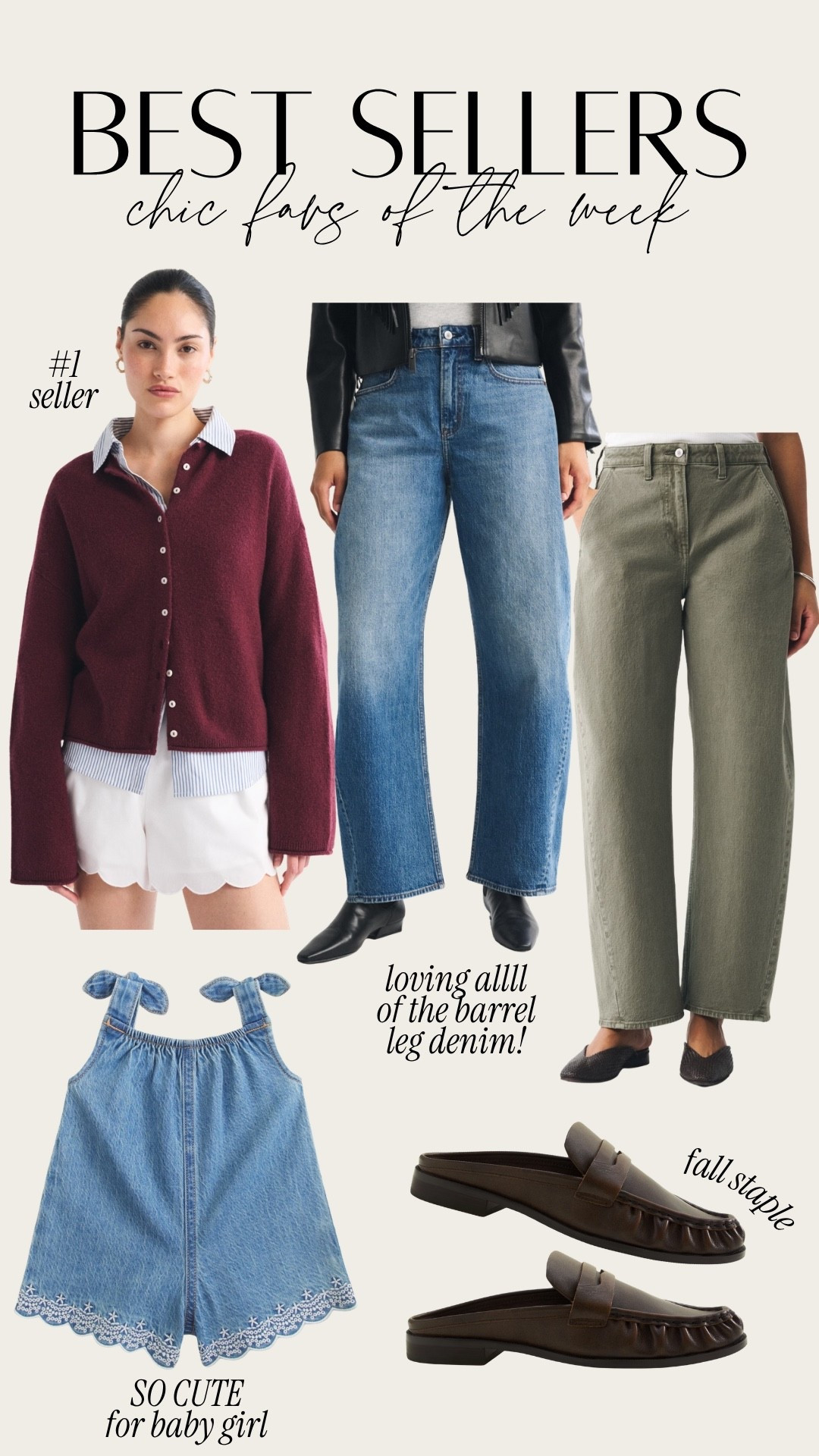 Best sellers of the week! My favorite @abercrombie barrel leg denim and cardi plus the cutest fit for baby girl

#LTKSeasonal #LTKBaby #LTKmomlife