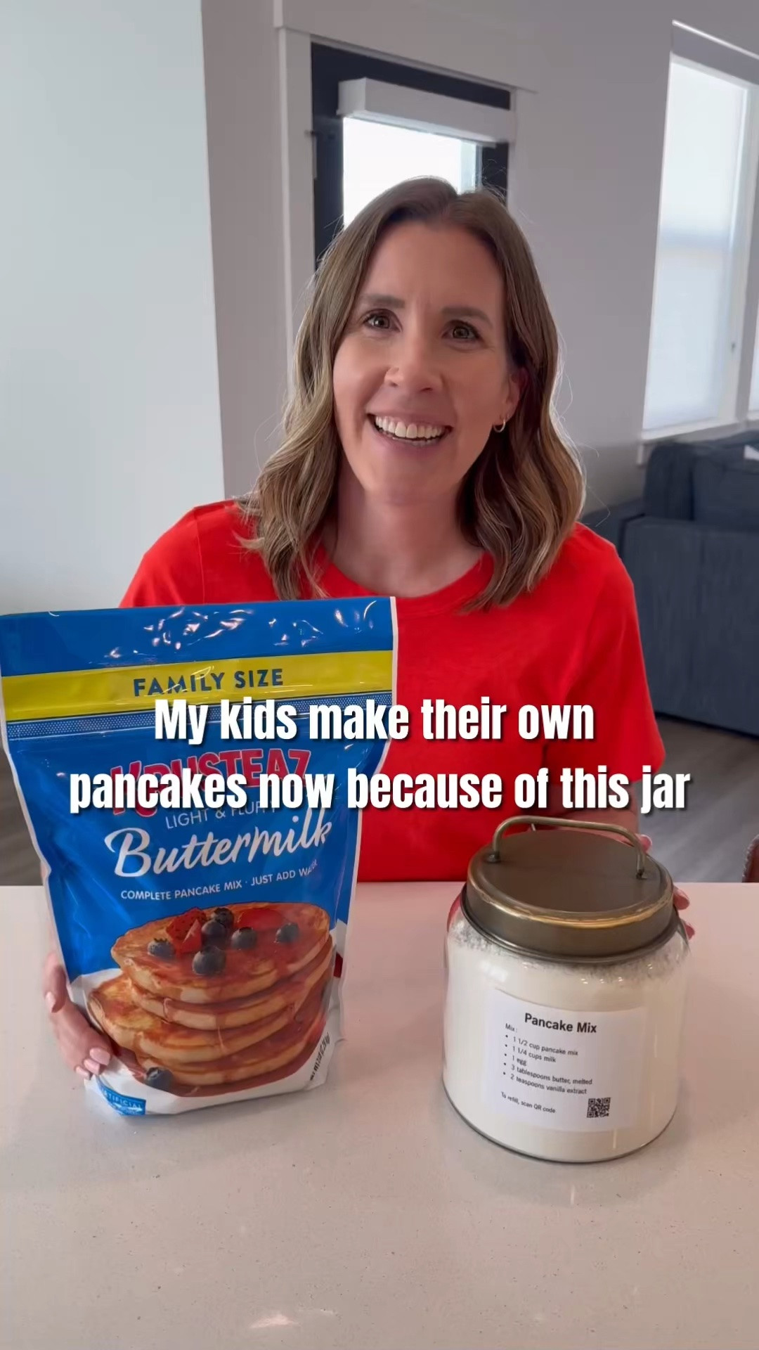 Make it, don't buy it: homemade pancake mix for half the cost of the box, with just four ingredients you already have. I store mine in a big glass jar with a free printable label so my kids can make pancakes anytime. I've linked a similar jar, labels, and my favorite batter dispenser. Tap to shop!(Free label and full recipe are on the blog, just search Pancake Mix at Tastes Better From Scratch.)