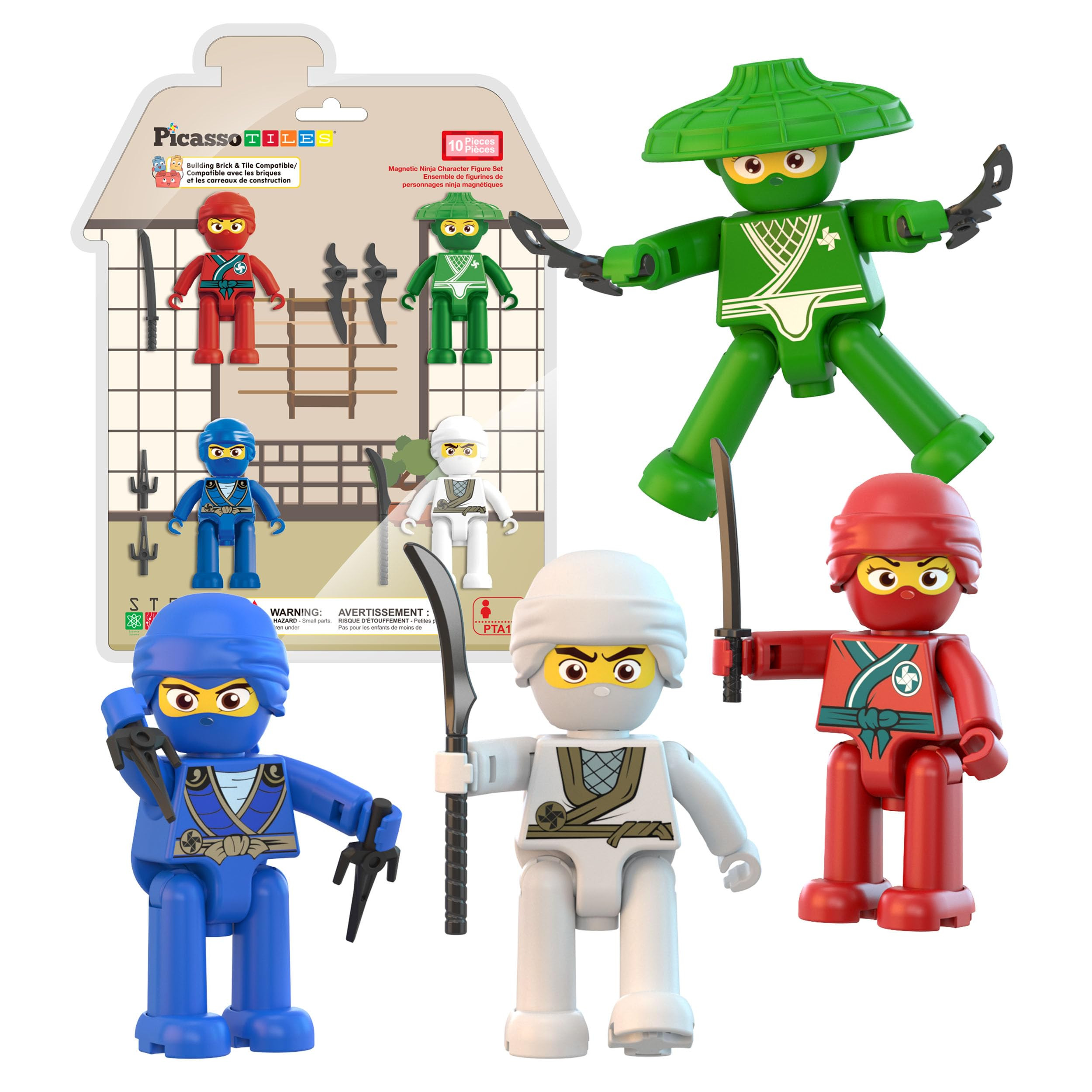 PicassoTiles Ninja Action Characters for Magnetic Tiles Building Block Toy Sets Accessory Add On ... | Amazon (US)