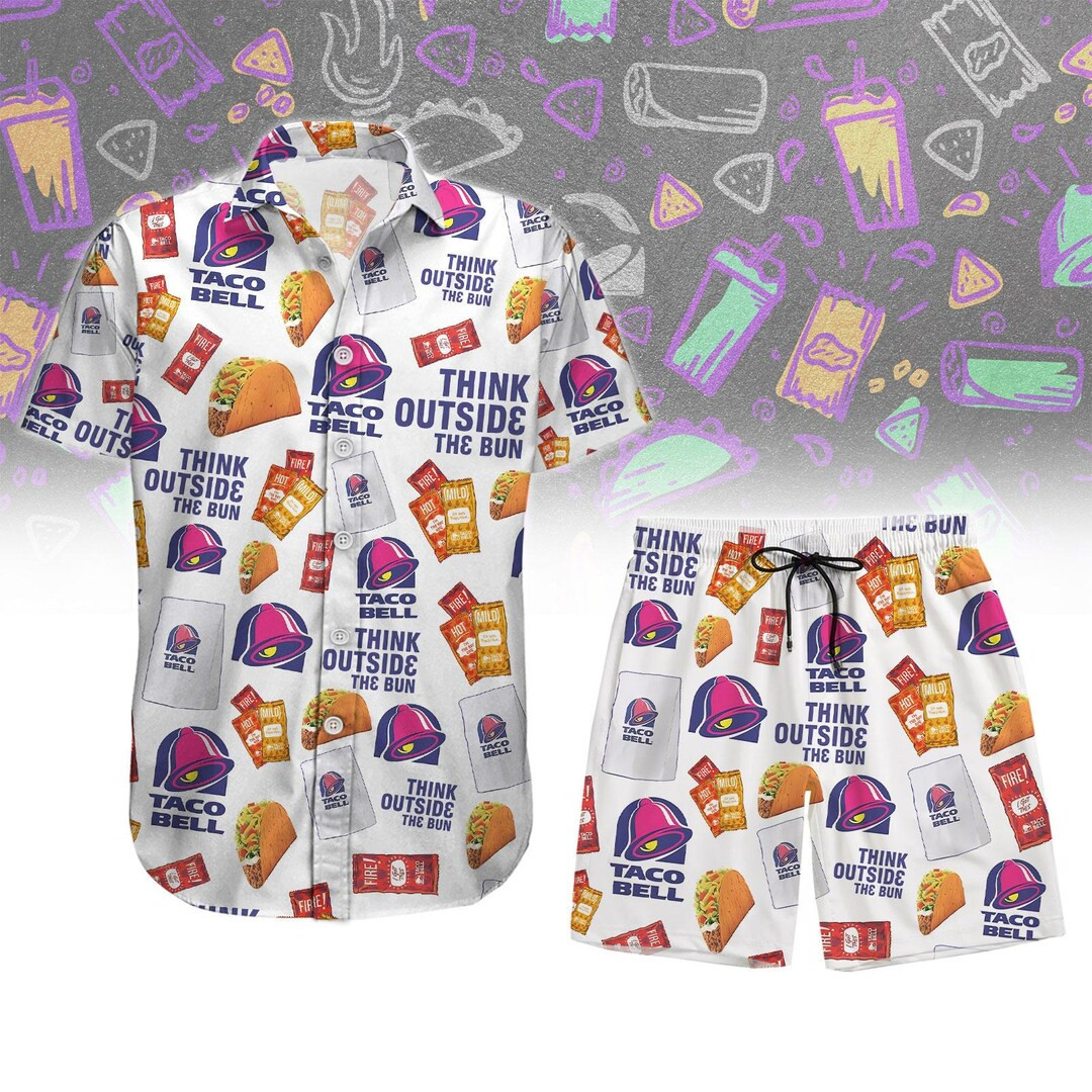 Taco Bell Hawaiian Short Set, Logo Sauce Packets Tacos Shirt, Drinking Women Short, Taco Lover Gi... | Etsy (US)