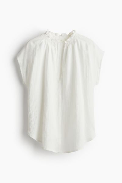 Frill-trimmed cotton blouse | H&M (UK, MY, IN, SG, PH, TW, HK)