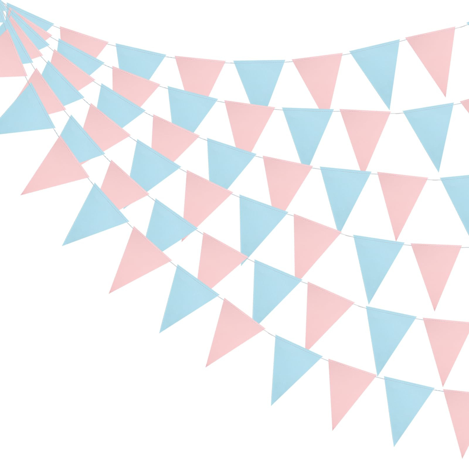 Mefuny 30 Feet Gender Reveal Pennant Banner 48PCS Light Blue and Pink Paper Triangle Flags Hangin... | Amazon (US)