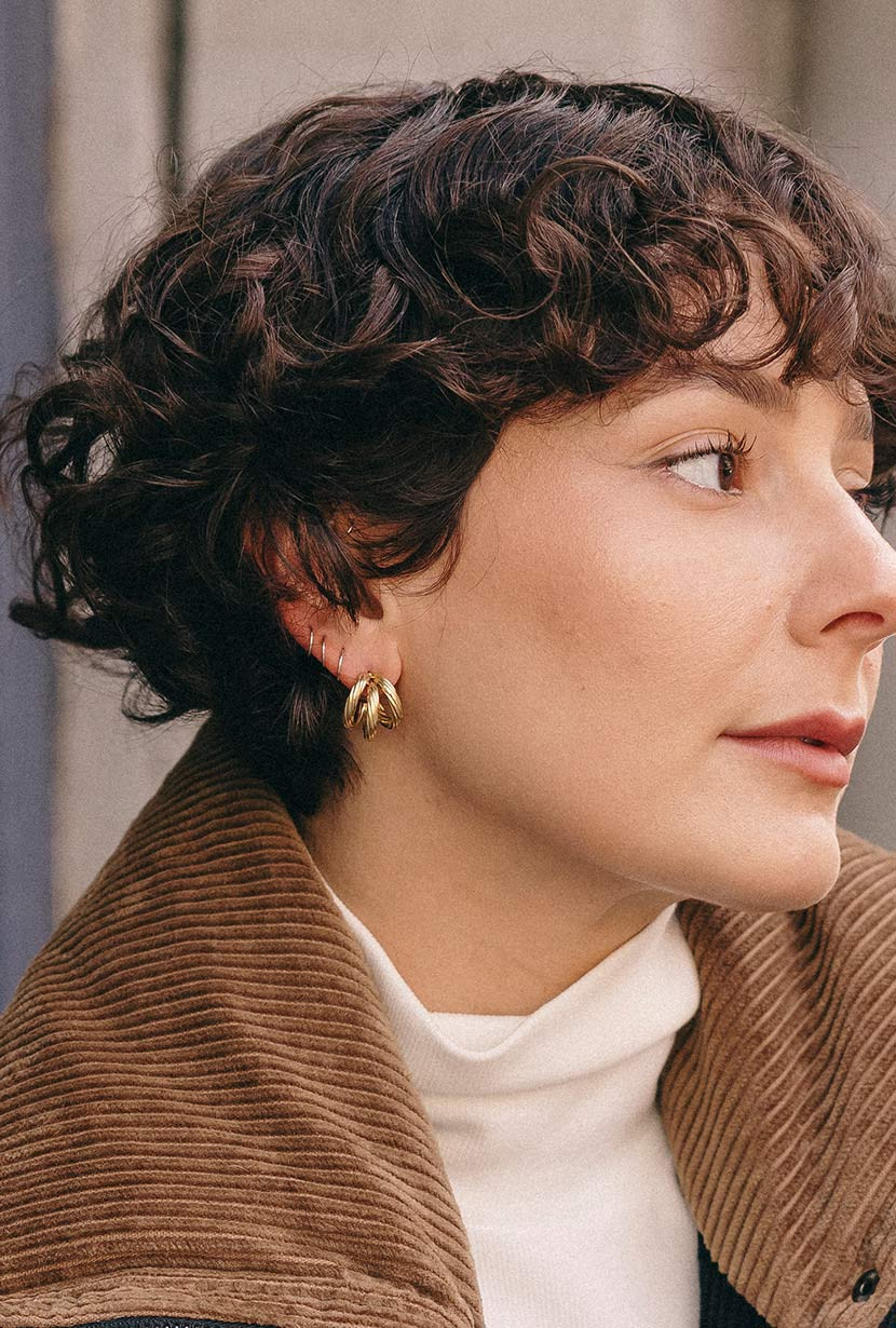 Etela Petite | Petite Studio's Gold Textured Claw Wrap Earrings | Etela Petite