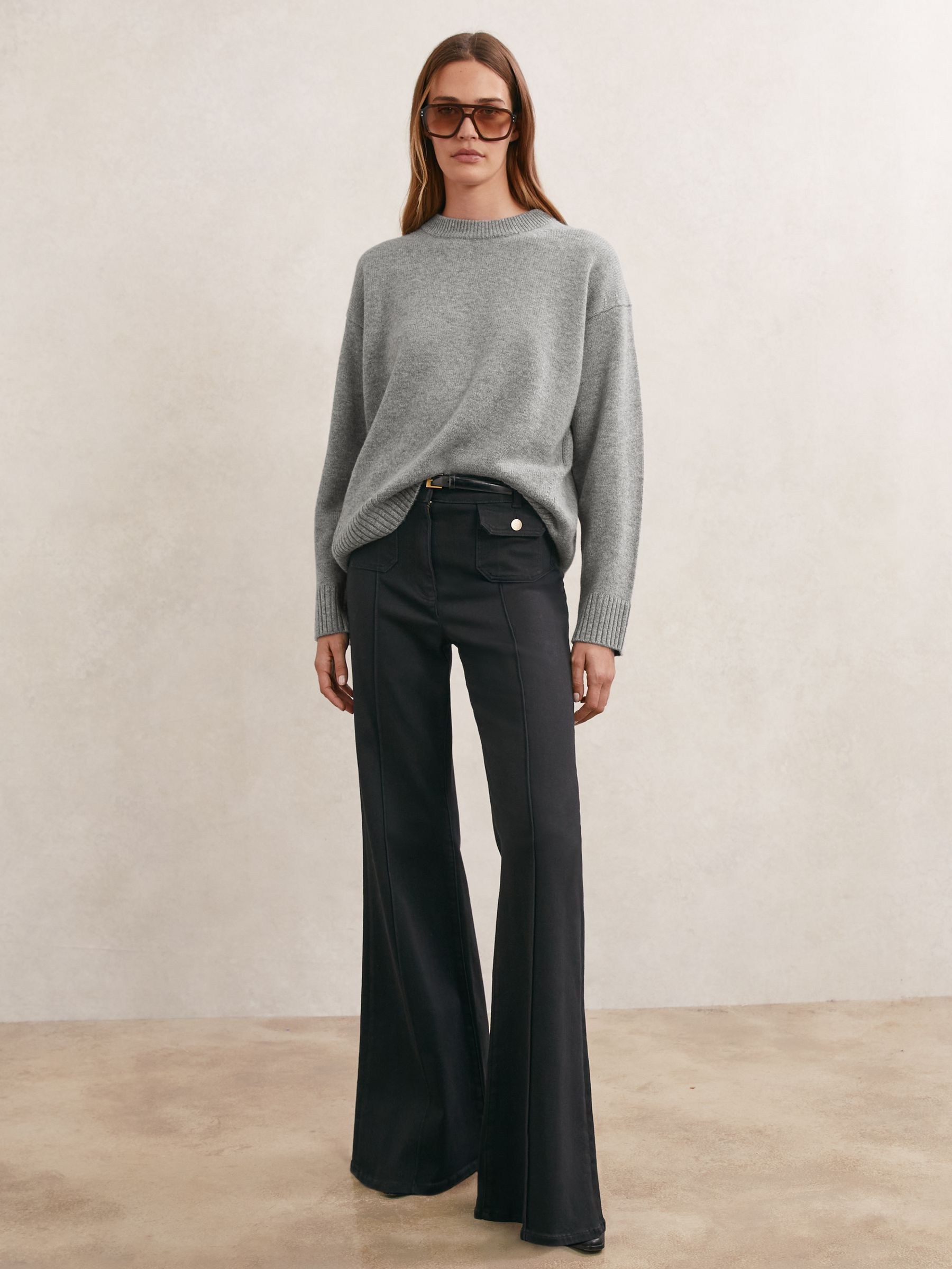 Wool-Cashmere Crew-Neck Jumper in Grey Marl | Reiss DE