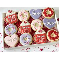 Love You A Latte Valentines Cookies Donut Coffee Sugar - 1 Dozen | Etsy (US)