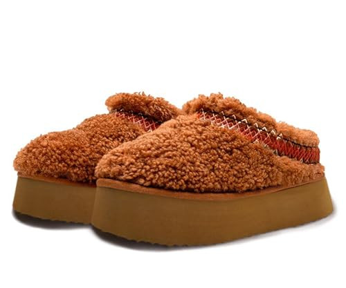 Roodobeck Platform Slippers for Women Mini Boots Plush Fleece Lining Fuzzy Slippers Slip on Short Ankle Comfy Thick Sole Fluffy Slippers with Memory Foam Insole | Amazon (US)