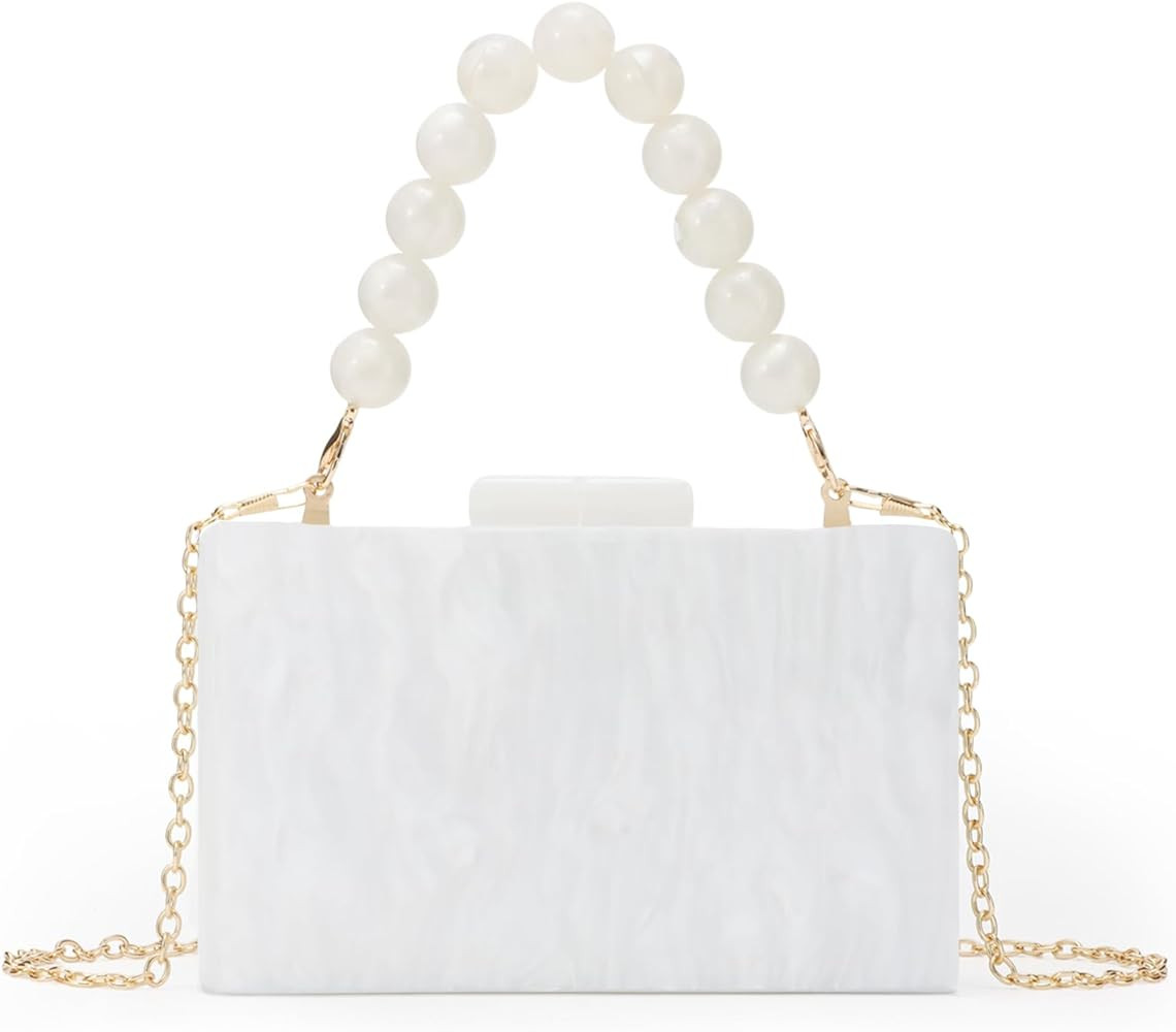 Fecialy Women Acrylic Clutch Purse Beads Evening Handbag Marble Clutch Formal Party Bridal Weddin... | Amazon (US)