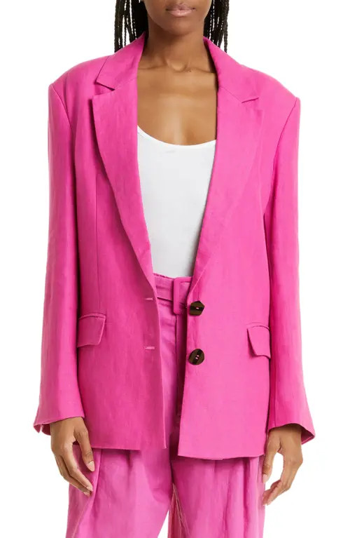 FARM Rio Linen Blazer in Pink at Nordstrom, Size Large | Nordstrom