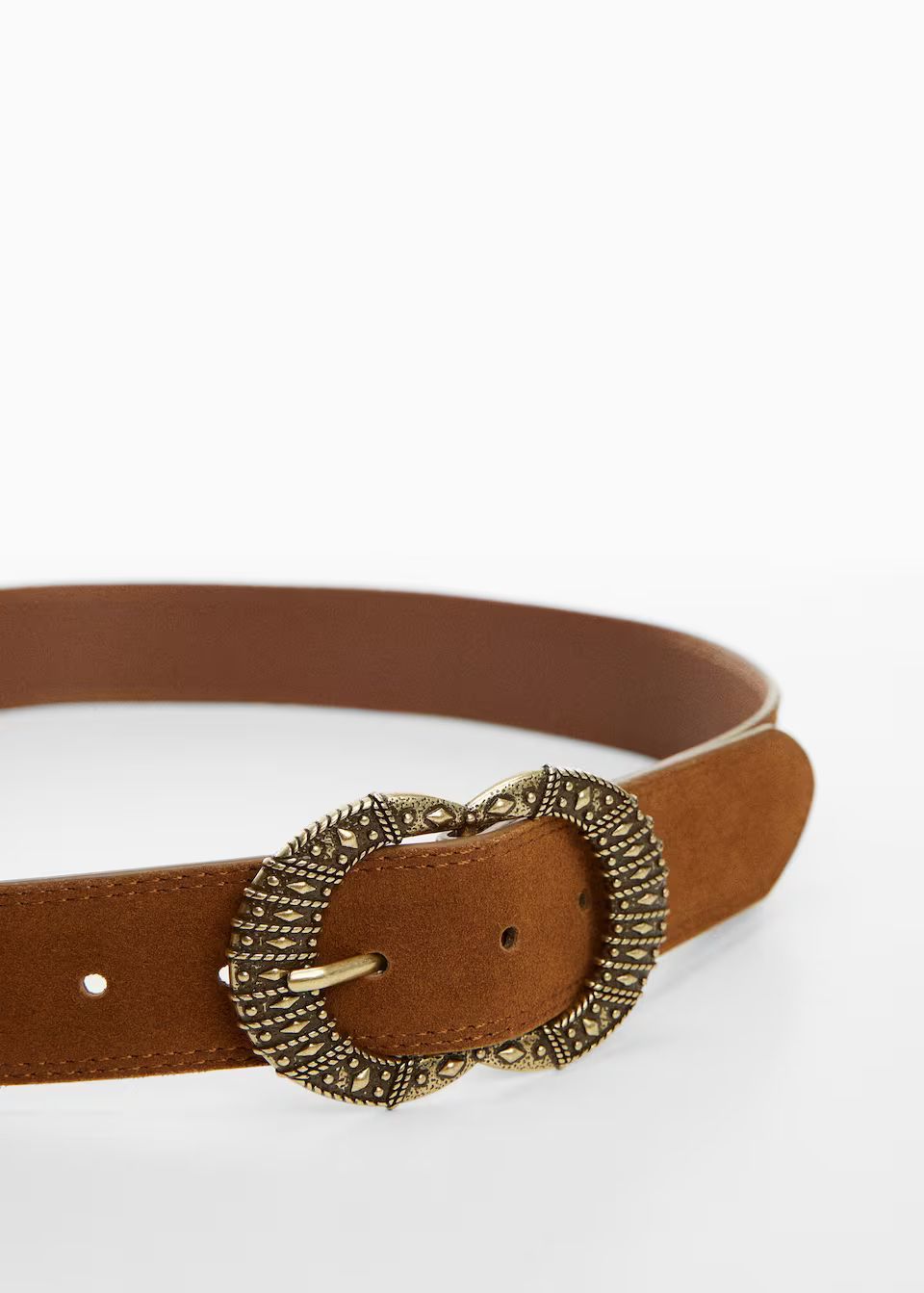 Engraved buckle leather belt -  Women | Mango United Kingdom | MANGO (UK)