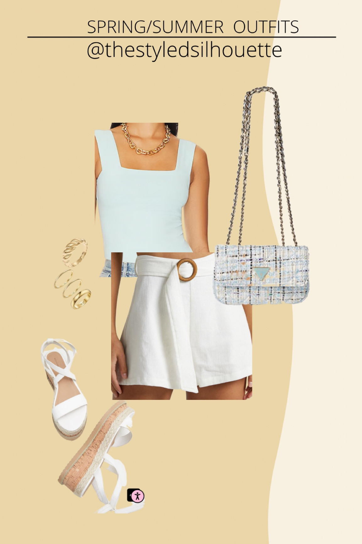 Summer outfit// linen shorts// tweed bag// tank/ plaform sandals 

#LTKSeasonal #LTKshoecrush #LTKsalealert