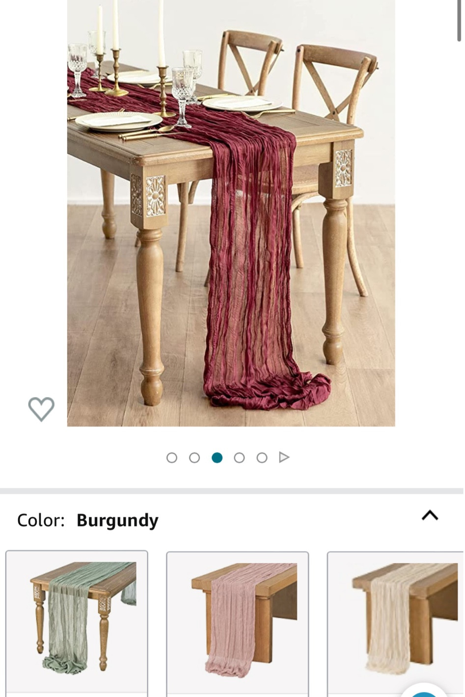 Cheesecloth table runners for dining room table decor (or other areas of your home) are my favorite way to style my d farmhouse dining table for the different seasons. This table runner comes in 19 colors(!!). I have a rust for fall, burgundy for Christmas, ivory and dusty blue for spring/summer tablescapes. I love the gauzey fabric that you can bunch or twist around your centerpiece and other table decorations. 

Dining room style, dining decor, holiday tablescape, dining holiday style

#LTKHoliday #LTKunder50 #LTKhome