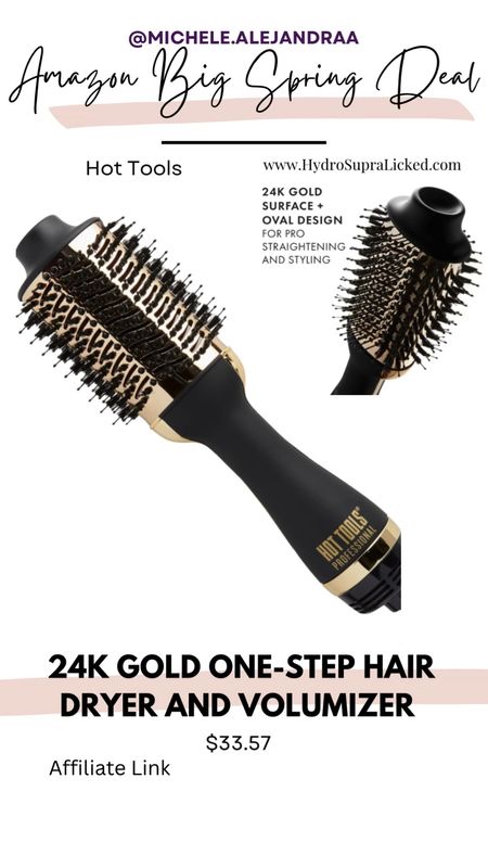 Hot Tools 24K Gold One-Step Hair Dryer and Volumizer | Style and Dry, Professional Blowout with Ease a part of Amazon Big Spring Sale

Direct ION Technology helps maintain a neutral charge on the hair’s surface, leaving the hair looking conditioned and smooth, while helping reduce frizz and static for shiny, healthy-looking hair. Designed with unique airflow vents to accentuate a quick styling. Cutting edge Boar Tech 2 Bristles complete with silk glide perfect the styling results with a silky-smooth finish. Complete with a rotating temperature control and three speed settings providing ultimate styling control. Fast styling, great results for all hair types, check. What more could you need? A comfortable styling experience! The lightweight design and soft-touch finish provide a relaxed grip. Equipped with an 8 ft. professional cord giving you free range of movement and all the reach you need. The One Step Unit is designed for 120V USA outlets only

#LTKtravel #LTKbeauty #LTKsalealert