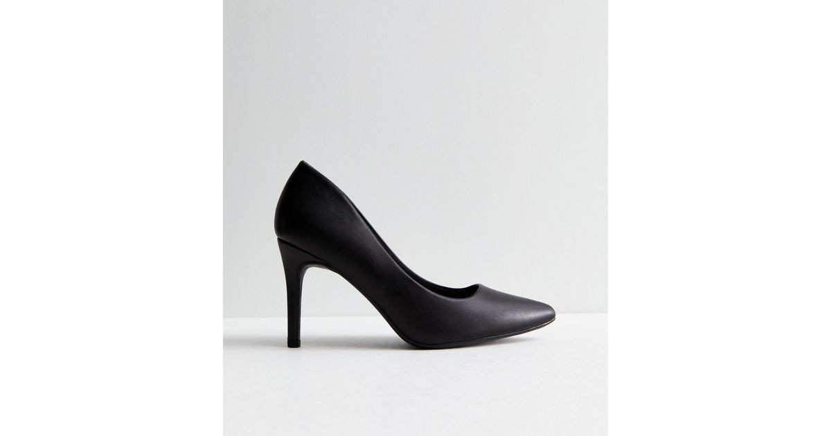 Black Leather-Look Stiletto Heel Court Shoes | New Look | New Look (UK)