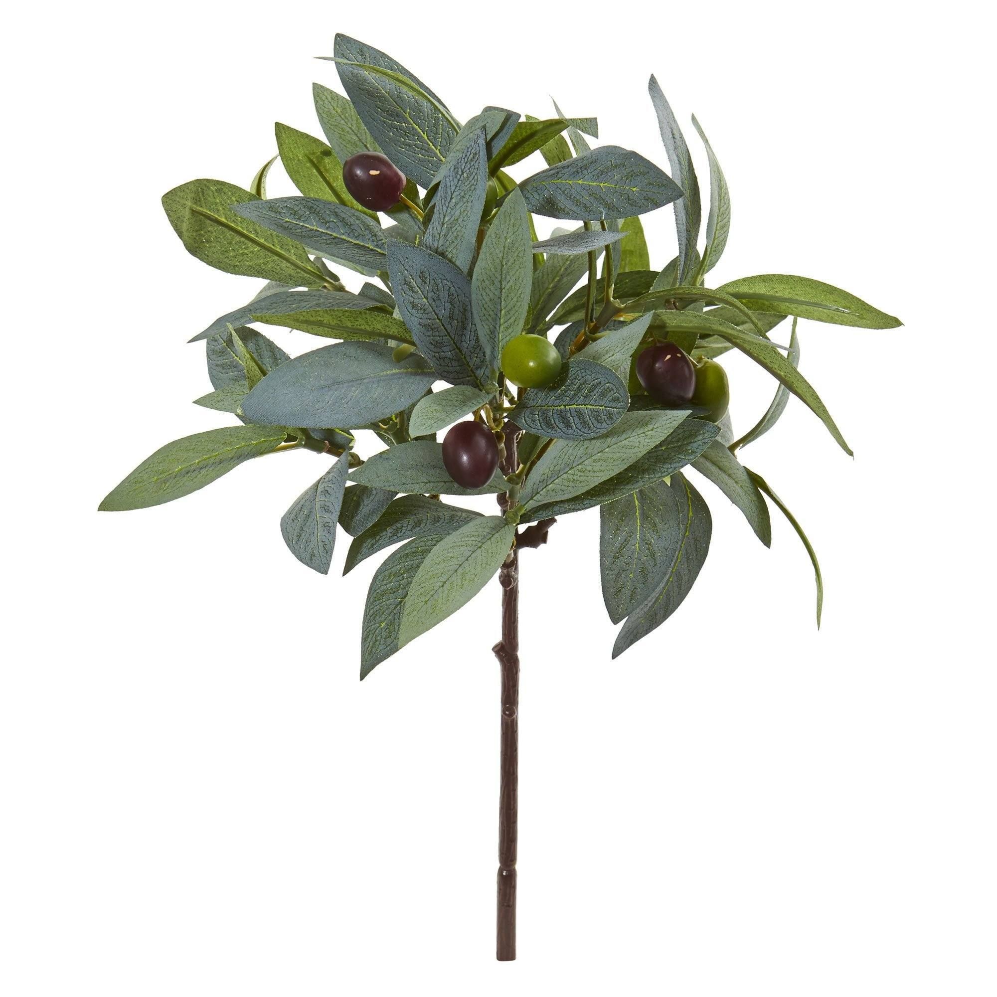 12” Olive Branch Artificial Plant with Berries (Set of 12) | Nearly Natural