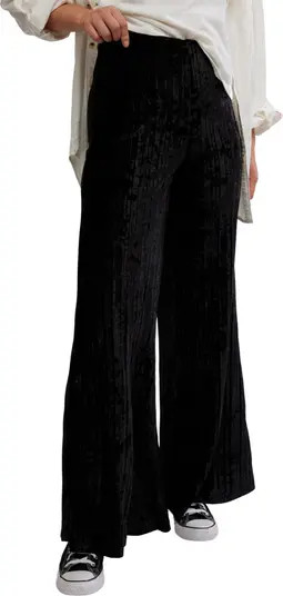 Star Sign Ribbed Wide Leg Velvet Pants | Nordstrom