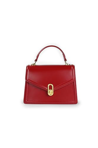 Women’s Evening Handbags - Leather Top-Handle Fashion Purses in Red, Black, and White (Red) | Amazon (US)