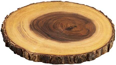 Villa Acacia Live Edge Wood Serving Platter Natural Acacia Wood and Organic Raw Bark Edge Medium | Amazon (US)