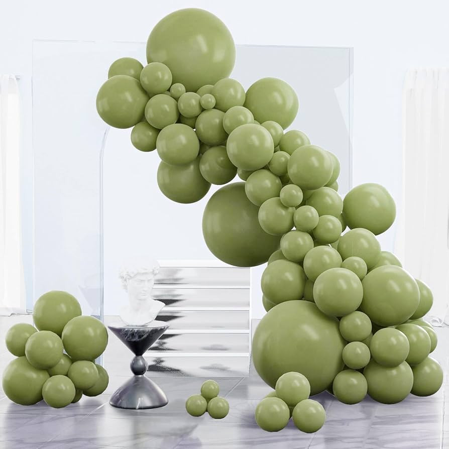 PartyWoo Sage Green Balloons, 85 pcs Boho Green Balloons Different Sizes Pack of 18 Inch 12 Inch ... | Amazon (US)