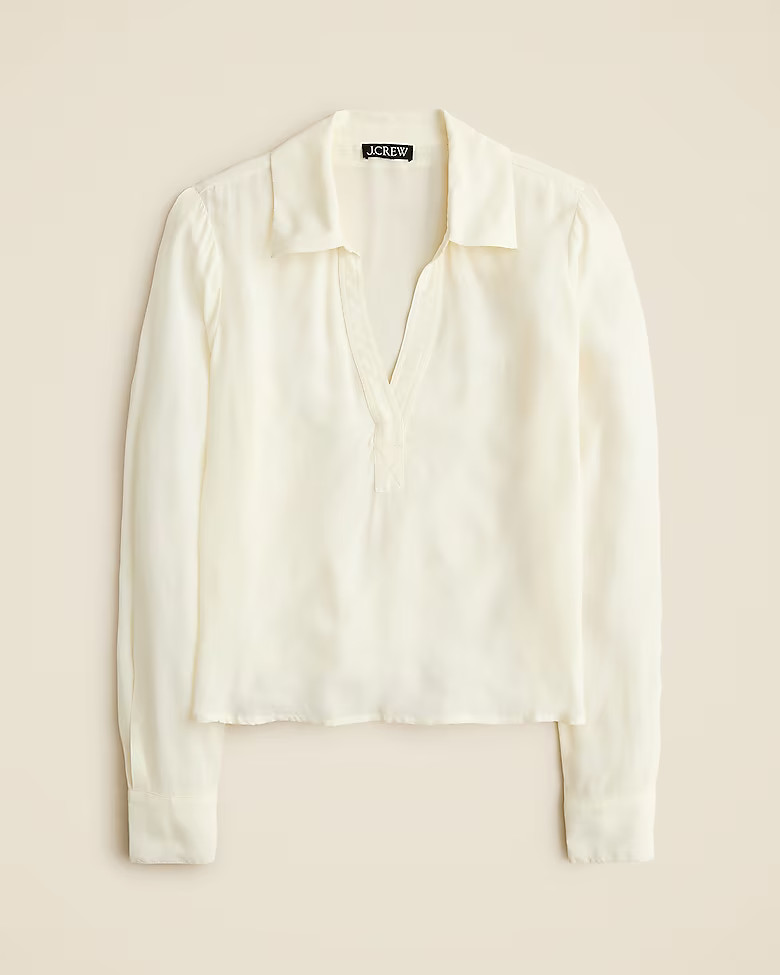 Bungalow popover shirt in crepe de chine | J. Crew US